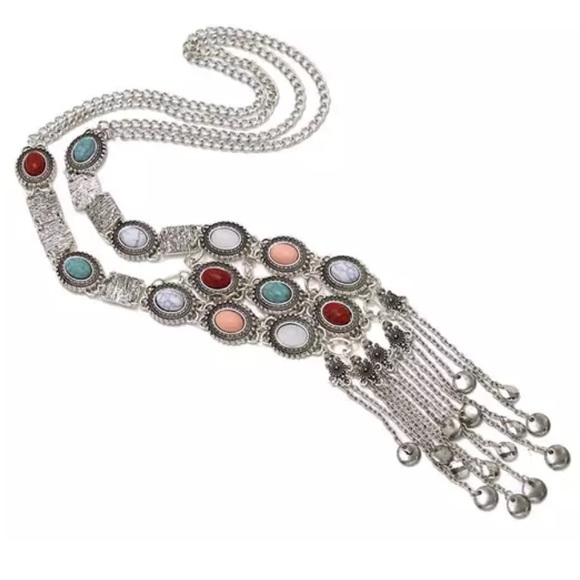 ⭐️Boho tribal statement stone necklace jewelry - Picture 3 of 8